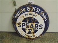 Spears Porcelain Gas Station and Restroom Sign