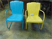Retro Metal Lawn Chairs (Teal/Yellow)