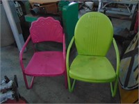 Retro Metal Lawn Chairs/Rocker (Mauve/Green)