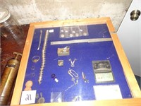 Display Case with Contents 26 1/2 x 26 x 3