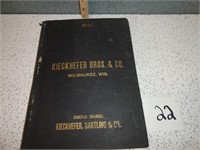 Vintage Kieckhefer Bros & CO Milw Wis Book 1891