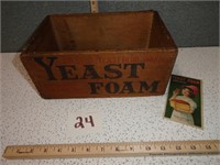 Vintage Yeast Foam Wood Crate with Recipe