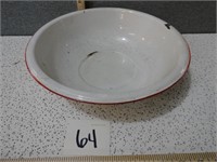 Vintage Enamel Red and White Bowl