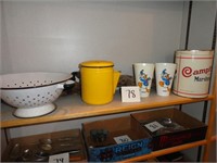 Enamel Strainer / Donald Duck Cups / Campfire Tin