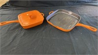 Porcelain coated cast iron pans