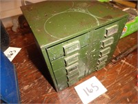 Vintage Mini Green Storage Box w/contents