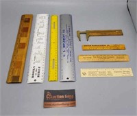 Group of Wood, Metal & Plastic Rulers