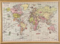 PAIR OF FRAMED WORLD MAPS