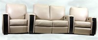 THREE PIECE MOTORIZED LEATHER MEDIA ROOM SECTIONAL