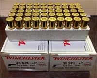 2 BOXES OF WINCHESTER 38SPL+P (100RDS)