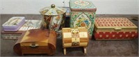 (2) Wooden Boxes & (6) Tins