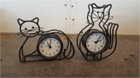 (2) Metal Cat Clocks