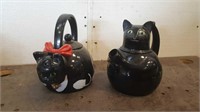 (2) Metal Cat Teapots