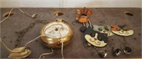 (4) Cat Wind Chimes & Vintage Hanging Clock
