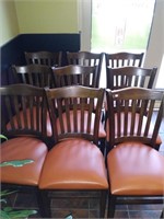 Solid wood chairs with orange base