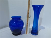 (2) Blue Glass Vases
