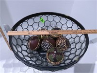 Glass & Metal Bowl w/Decorative Balls