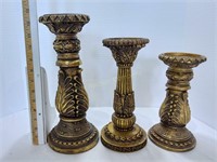(3) Gold Painted Candle Holders