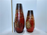 (2) Painted Glass Vases