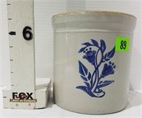 Stoneware Crock with Blue Flowers