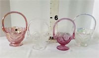 (4) Fenton & Smith Glass Baskets