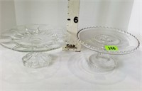 (2) Clear Glass Pedestal Cake Stands