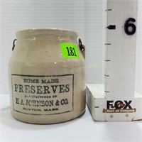 H. A. Johnson Stoneware Preserves Canning Jar