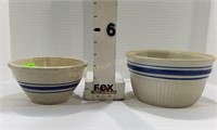 (2) Blue Banded Stoneware Bowls