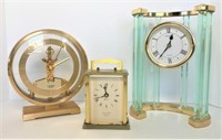 Three Gold Finish Desk Clocks