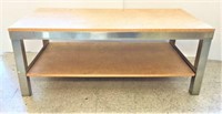 Modern Stainless and Wood Coffee Table