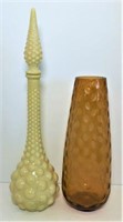 Cream Dot Decanter and Amber dot Vase