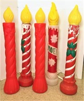 Five Blow Mold Lighted Candles