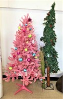 Vintage Pink Christmas Tree and Thin Tree
