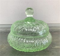 Uranium glass covered bowl