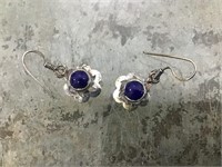 Blue Stone 925 stamped earrings