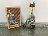 'Elephant On Bike' mechanical tin toy - new