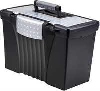 Portable File Storage Box with Organizer Lid