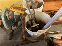 Assorted Levels and Bucket of Tools