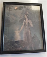 Print-Indian Maiden by Moonlight/Canoe framed
