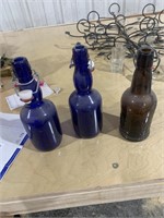 3 colored bottles