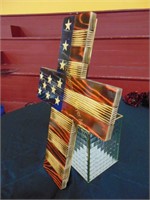 WOOD AMERICAN FLAG CROSS