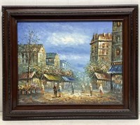 * O/C Painting French City Scene - Signed