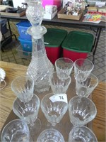 Vintage Glass Decanter & Stemware