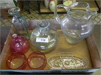 Clear Glass Pitcher & Other Glass Items