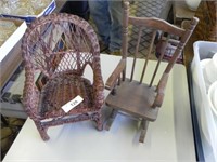 Vintage Doll/Bear Wicker & Wood Rocking Chair