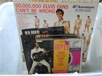Vintage Elvis Records, mostly 45s in small tote