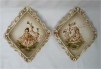 Vintage Lefton China Victorian Wall Plaques