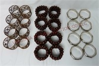 Napkin Rings ~ 3 Sets of 8 Each