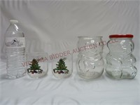Kraft Bear, Snowman Jar & Christmas Glasses (2)