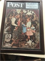 Vintage Norman Rockwell Post puzzle framed 26 1/2"